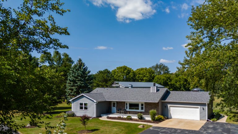 Real estate drone photo of home exterior